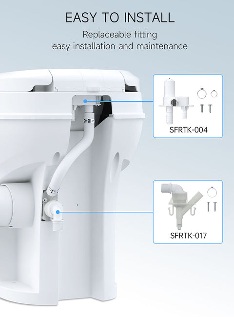 Seaflo | Residential Height RV Toilet-Plastic | Foot Pedal | SFRTPH-01-01 | White