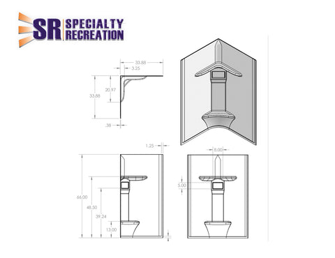 Specialty Recreation | Shower Wall Radius | SWR3434W   | White | 34" x 34""