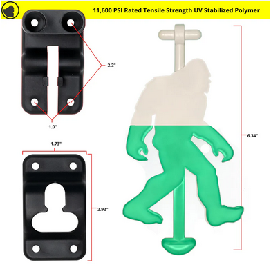 Sasqlatch | Bigfoot Door Latch | 22220001 | Glow In The Dark | Black Bracket