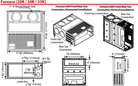 Lippert | 20,000 BTU Furnace | 2024047740 | Front Gas Connection | FFG20FA2