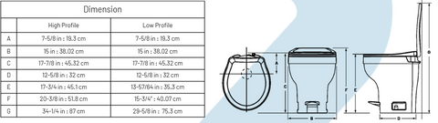 Thetford | Inodoro Aqua-Magic VI de baja altura para autocaravanas con descarga de pie | 31834 | Parchment