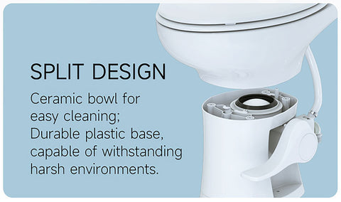 Seaflo | Residential Height RV Toilet | SFRTCH-02-01 | Elongated Ceramic Bowl | Foot Pedal | White