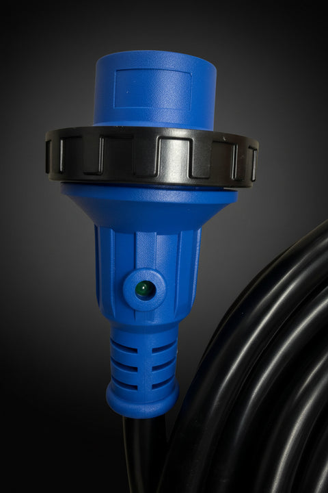 Blue TT-30P Male Plug Side Profile with Pull Handle - 30 AMP RV Shore Power Cord SP30A25DETACH | United RV Parts
