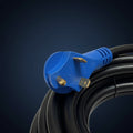 Superior Products SP30A25HDWR 25 Ft 30 Amp RV Power Cord Coiled - Blue Plug and Bare Wire Hardwire End Top View | United RV Parts