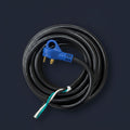 Black 25 Ft 30 Amp Hardwired RV Shore Power Cord SP30A25HDWR Coiled with Blue TT-30P Plug - Overhead View | United RV Parts