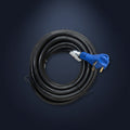 Blue Handle Loop and Gold Brass Prongs on SP30A25HDWR 30 Amp RV Power Cord Plug - Side Angle Detail | United RV Parts