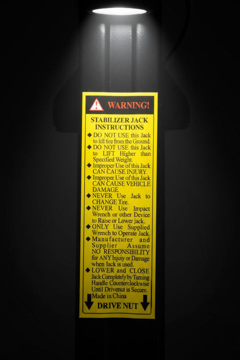 Superior Products SP-SCISJACK24-2500 RV Stabilizer Jack Safety Warning Label - Installation Instructions Detail | United RV Parts