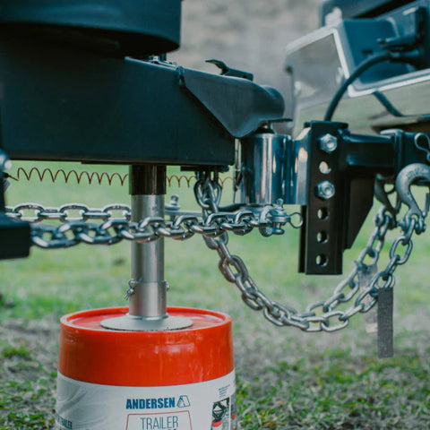 Andersen 3324 Weight Distribution Hitch Mounted on Trailer with Andersen Leveling Block | United RV Parts