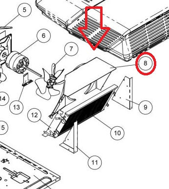 Exploded View Condensor Radiator Coleman | Air Condenser Cover | 45203-3261 | For Mach 10 45000 Series