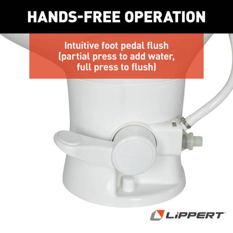 Lippert | Flow Max RV Toilet | 202403010 | Round Plastic Bowl | White