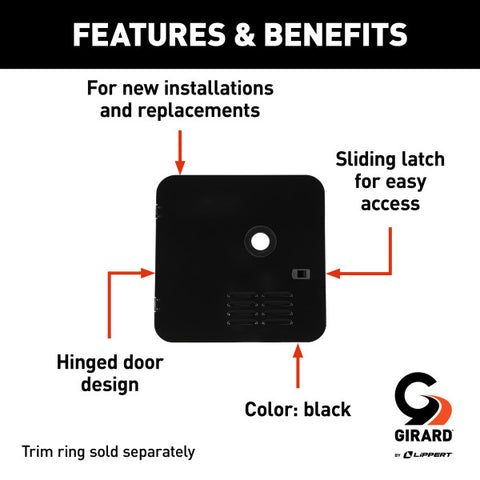 Lippert | Girard Tankless RV Water Heater Door for Suburban, Atwood, Dometic | 2GWHDAS10B | 10 Gallon  | Black