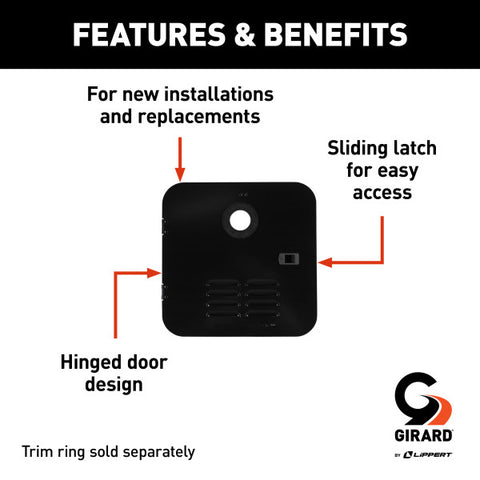 Lippert | Girard Tankless RV Water Heater Door for Suburban | 2GWHDB | 6 Gallon | Black