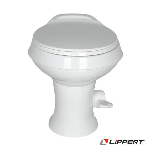 Lippert | Flow Max RV Toilet | 202403010 | Round Plastic Bowl | White