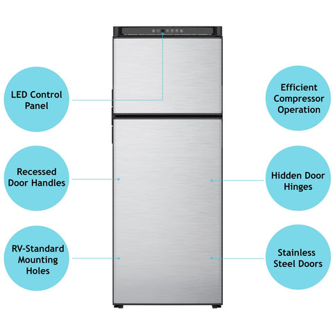 Norcold | Polar Series 12 Volt RV Refrigerator  | N10DCSSR | 10.7 Cubic Foot | Stainless Steel
