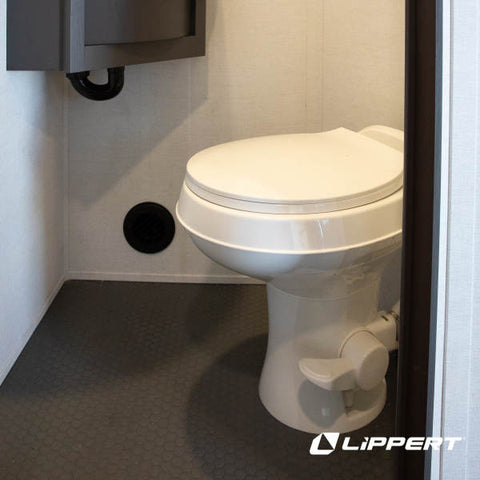 Lippert | Flow Max RV Toilet | 202403010 | Round Plastic Bowl | White