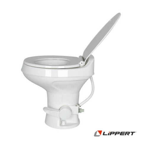 Lippert | Flow Max RV Toilet | 202403010 | Round Plastic Bowl | White