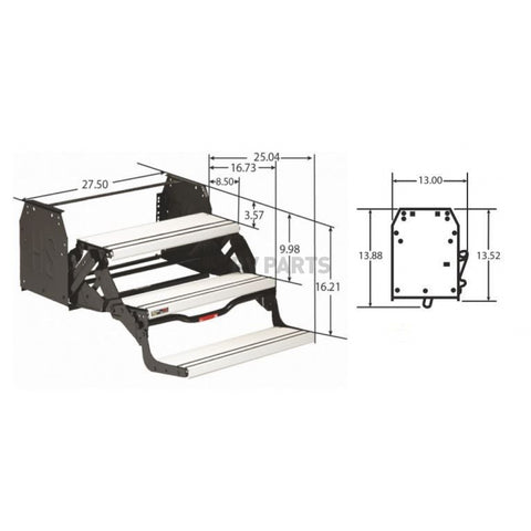 Stromberg Carlson | 24" Aluminum RV Step 3 Steps | SMEX-24-30 | 7" Drop