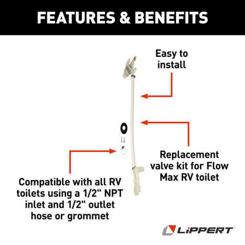 Lippert | Flow Max Replacement RV Toilet Valve Kit | 2022121976