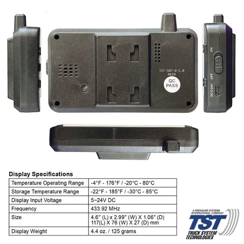 TST | 507 Series 4 Flow Thru Sensor TPMS System Color Display & Repeater | TST-507-FT-4-C