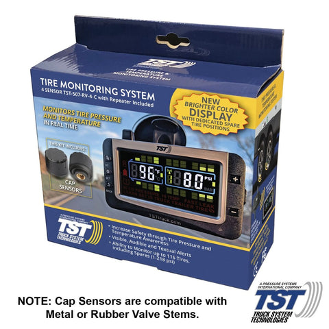 TST | 507 Series 4 RV Cap Sensor TPMS System Color Display & Repeater | TST-507-RV-4-C