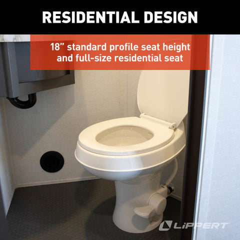 Lippert | Flow Max RV Toilet | 202403010 | Round Plastic Bowl | White