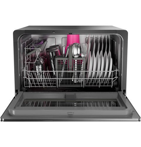GE Appliances | Compact CounterTop Dishwasher | PZF560HGWBB | Black