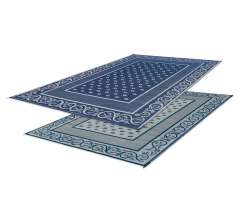 Faulkner | Reversible Vineyard RV Patio Mat | Blue | 48701 | 9' x 12'