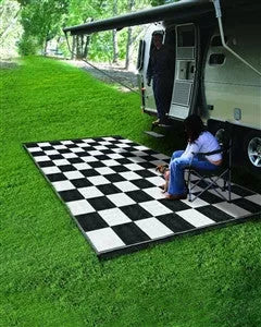 Camco | Checkered RV Patio Mat | 42827 | 9' x 12'