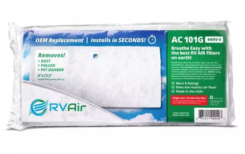 RV Air | Mach AC Filter Replacement | AC101G | MERV 6 Rated | 14"x6", Air Conditioner Accessory, United RV Parts