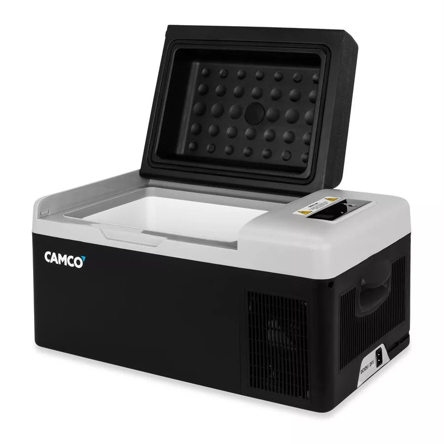 Camco | Portable RV Refrigerator | AC 110V/DC 12V Compact Fridge/Freezer | 51510 | CAM-200 | 20-Liter