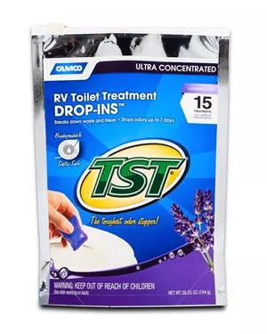 Camco | TST Drop-Ins | 41559 | Lavender | 15 Pack, Black Water Chemical, United RV Parts