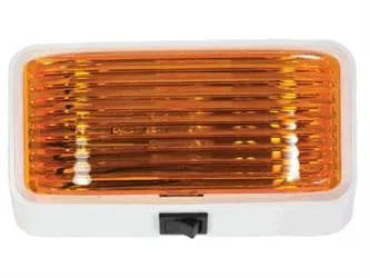 Arcon | RV Porch Light with Switch | 18111 | White Housing | Amber Lens
