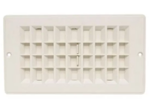 Valterra | Floor Register with Damper - Plastic 4" x 8" | A10-3364VP | White